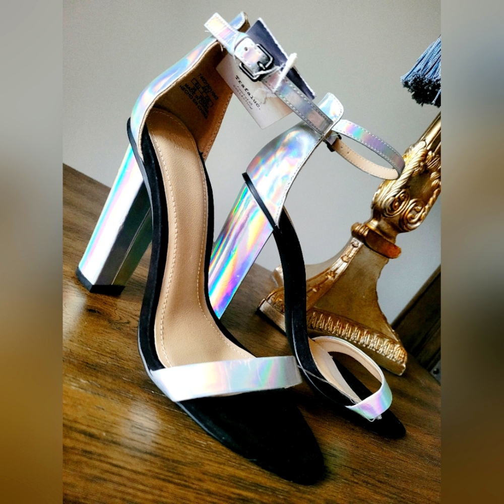 Zara Trafaluc Holografic Women's Ankle Strap Heel Sandals EU 36 US 6
